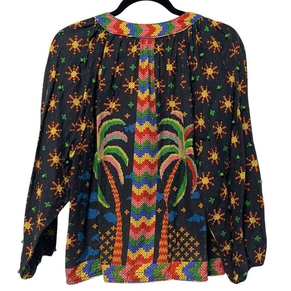 FARM RIO Black Macaw Night Blouse XL - Picture 12 of 15